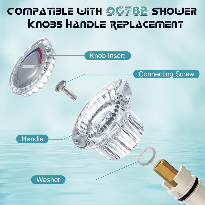 Enhon 2 Pack Shower Knob Handle Kit Compatible with Moen 96797 Chateau Collection, Replacement Faucet Handle Kit for Bathroom Tub and Shower, Include Screws, Chrome Knob Insert, Made in Taiwan - Image 4